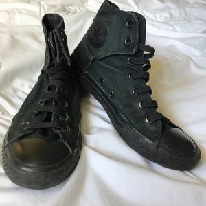 Converse Black high top juniors 4 Velcro